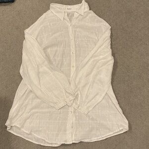 Vitamin A White Sheer Stripe Button-Down Shirt 0302